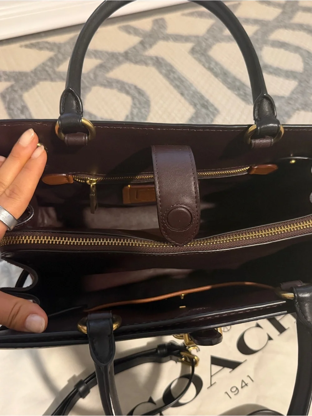 Coach Black Leather Satchel with Gold Hardware